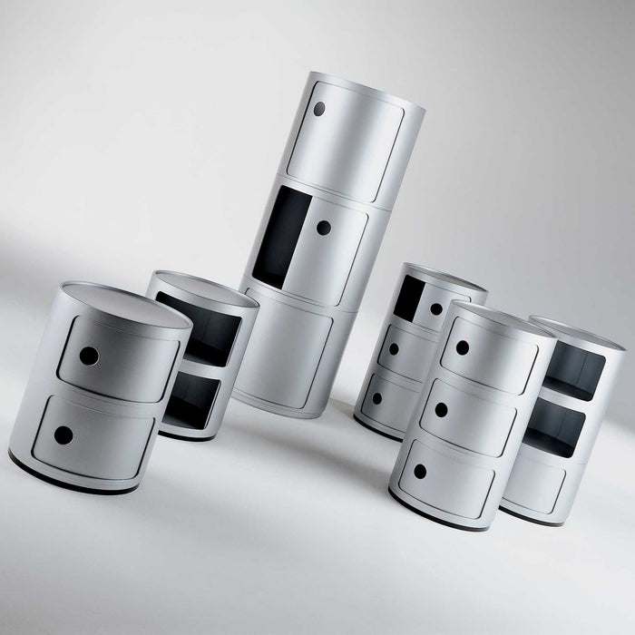 Kartell Componibili Kast Ø 32 cm - 2 Modules - Mat Zilver