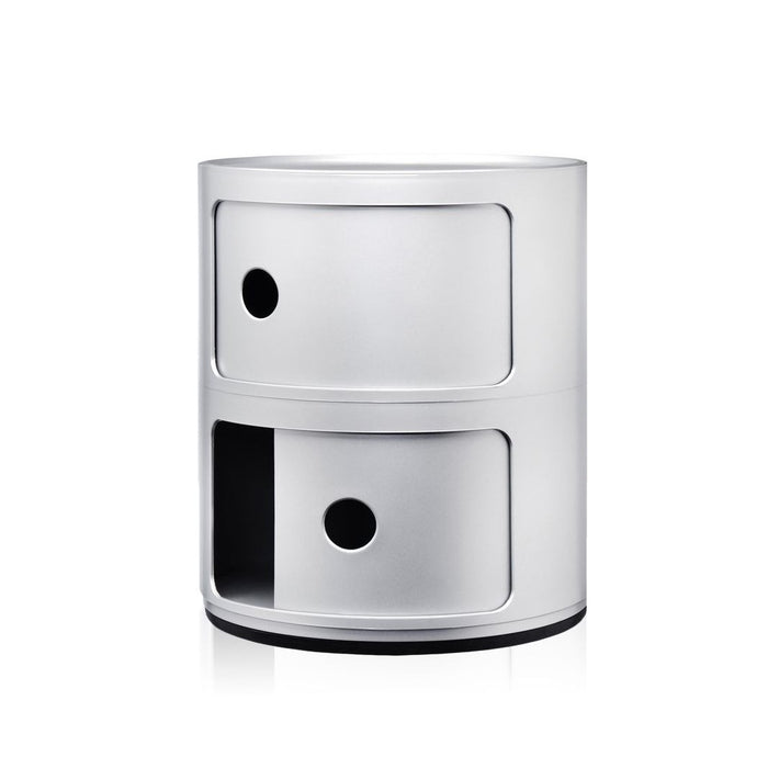 Kartell Componibili Kast Ø 32 cm - 2 Modules - Mat Zilver