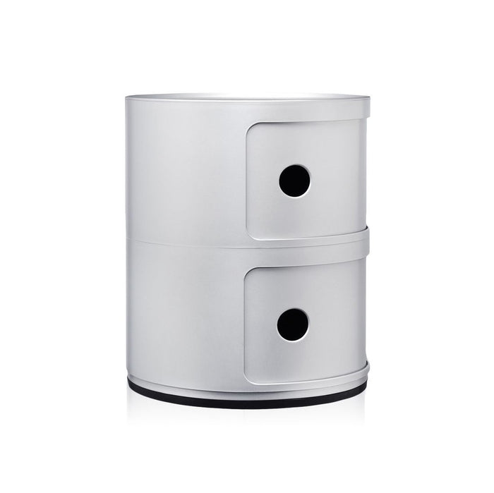Kartell Componibili Kast Ø 32 cm - 2 Modules - Mat Zilver