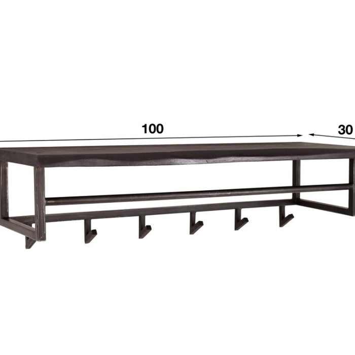 LT-Luce Kapstok Yucon Zwart Boomstam Hout 6 Haken 100cm