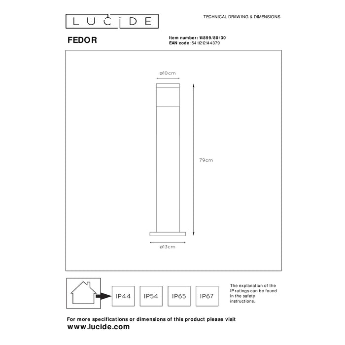 Lucide FEDOR Sokkellamp - Zwart