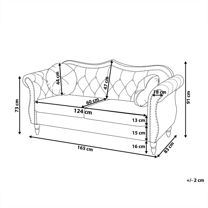 Beliani - SKIEN - Chesterfield bank - Zwart - Fluweel