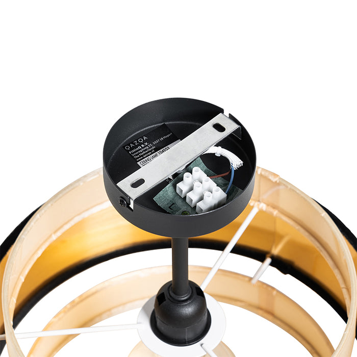 QAZQA Moderne plafondlamp zwart met goud - Elif