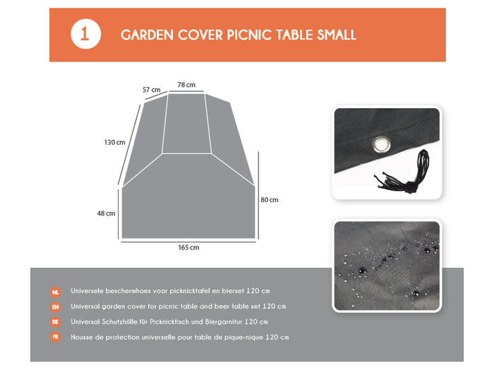 Inklapbare picknickset Berlijn 120 cm whitewash