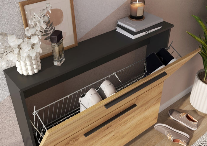 Germania Wildomar Schoenenkast 2 Kleppen Grafiet | Eiken