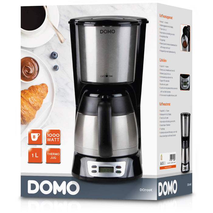 Domo DO709K - Koffiezetapparaat met thermoskan - 1L - Timer - RVS