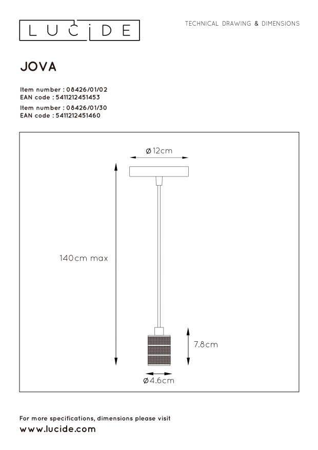 Lucide JOVA Hanglamp - Zwart