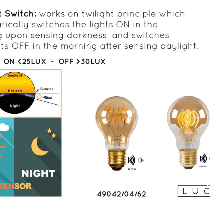 Lucide A60 TWILIGHT SENSOR Filament lamp - Amber