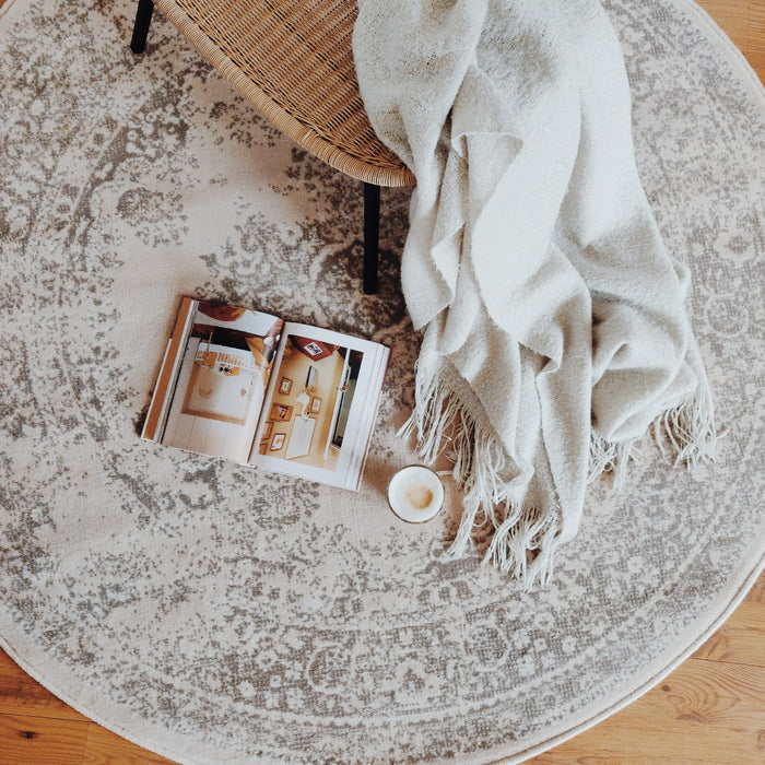 Interieur05 Rond Vintage Vloerkleed Keshan zand|beige-190 cm