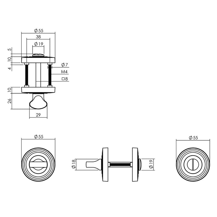 Intersteel Rozet met toilet-|badkamersluiting ø55x10 mm oud grijs