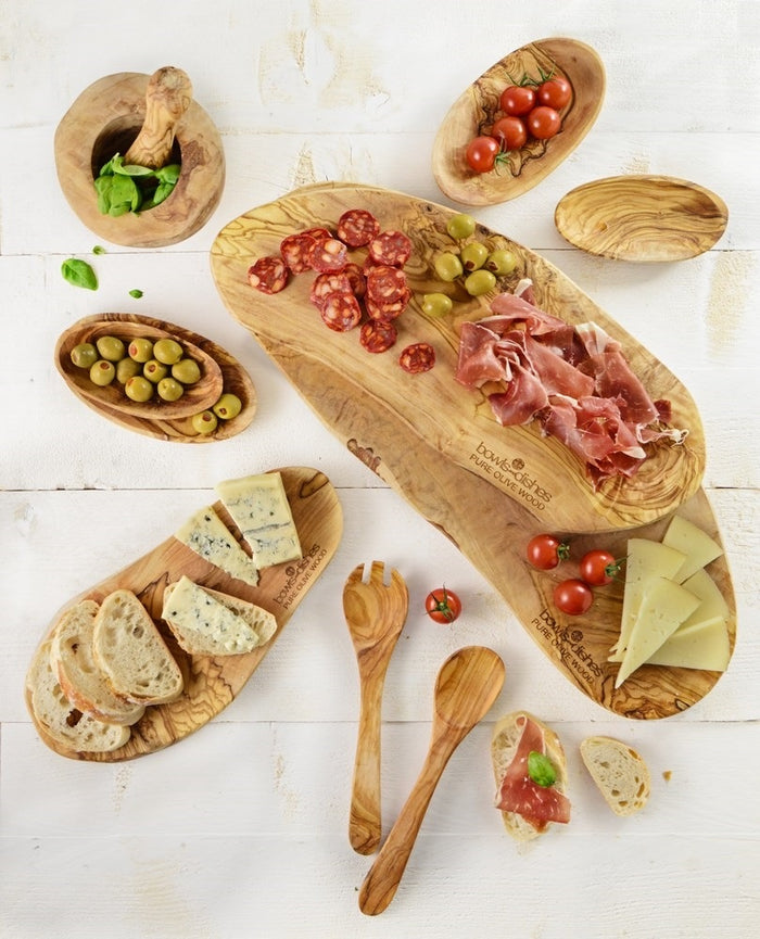Bowls and Dishes Pure Olive Wood Tapasplank 30 x 35 cm