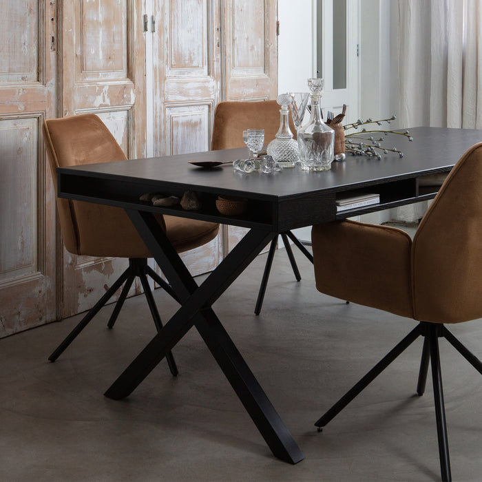 WOOOD Amber Eetkamerstoel - Fluweel Karamel