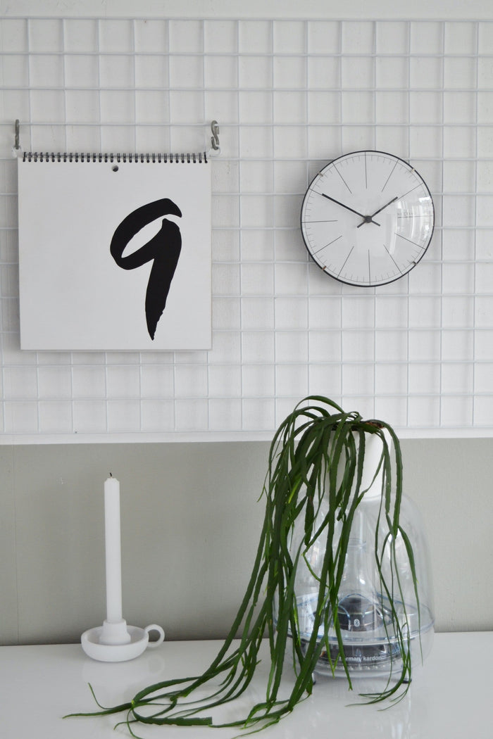 NeXtime - NeXtime - Wandklok|Tafelklok- 20cm- Glas- Wit- 'Big Stripe