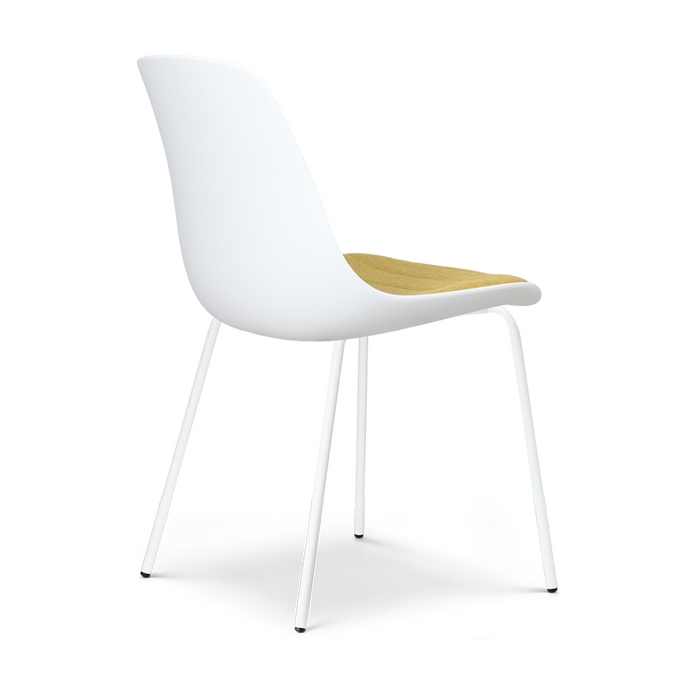 Nolon Nora-Liv Eetkamerstoel Wit - Okergeel Kussen - Witte Poten