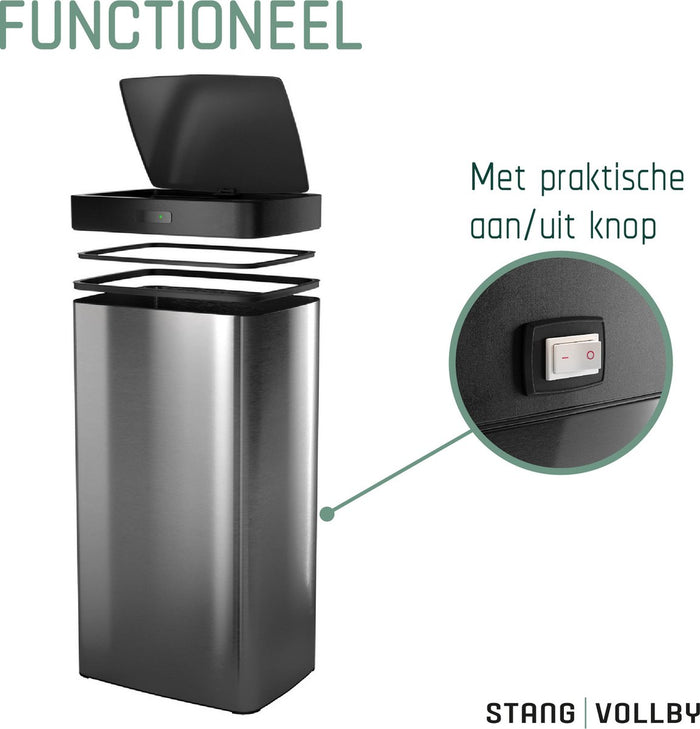 StangVollby Kinna prullenbak met sensor - 50L - RVS