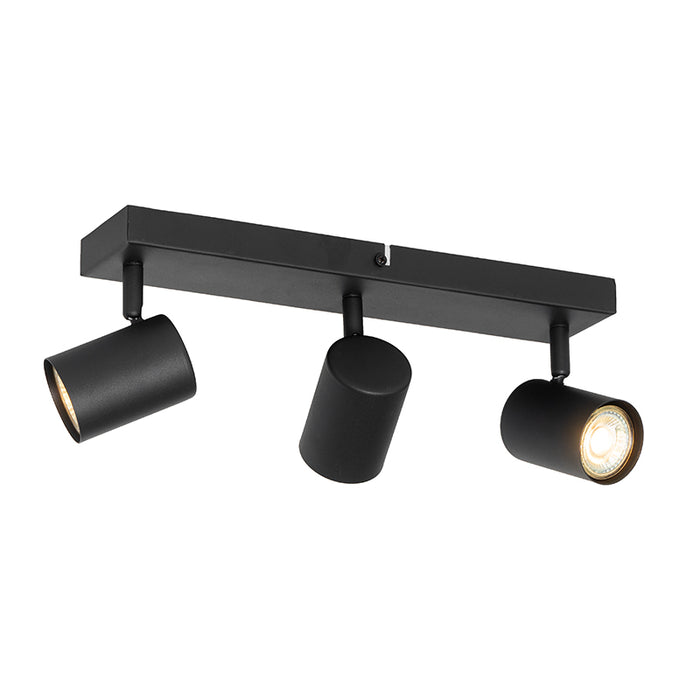 QAZQA Moderne plafondlamp zwart 3-lichts verstelbaar rechthoekig -