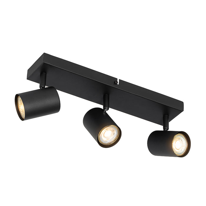 QAZQA Moderne plafondlamp zwart 3-lichts verstelbaar rechthoekig -