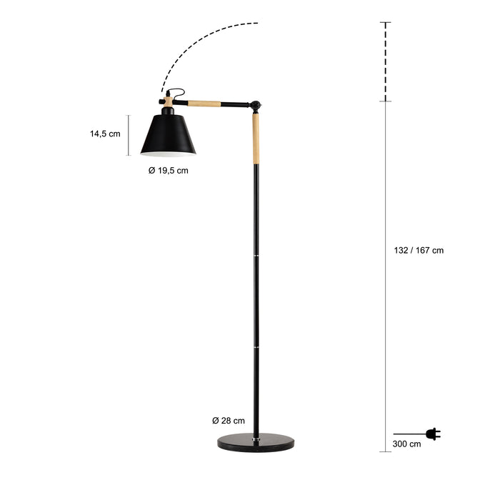 QUVIO Vloerlamp ronde lampenkap zwart - QUV5038L-BLACK