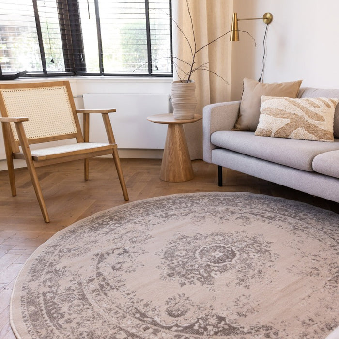 Interieur05 Rond Vintage Vloerkleed Keshan zand|beige-160 cm