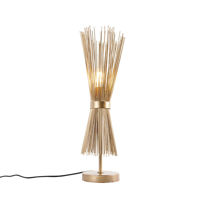 QAZQA Landelijke tafellamp messing - Broom