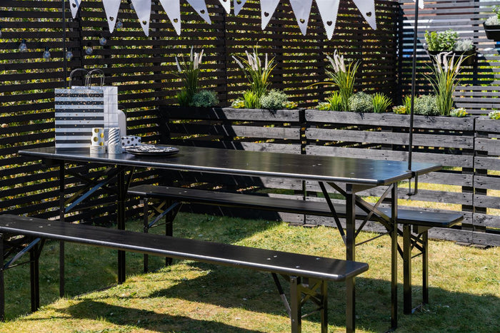 Inklapbare bierbank Berlijn zwart 200 cm