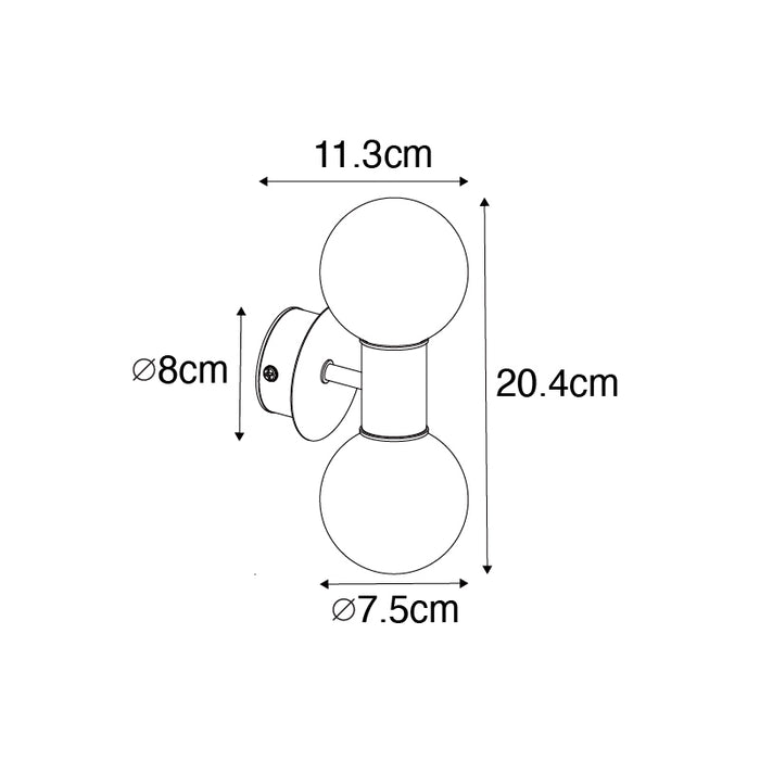 QAZQA Moderne wandlamp zwart IP44 2-lichts - Cederic