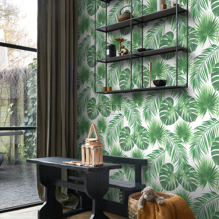 ESTAhome behang tropische bladeren groen - 0,53 x 10,05 m - 139013