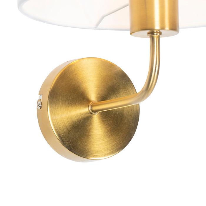 QAZQA Klassieke wandlamp goud stoffen kap wit - Cas