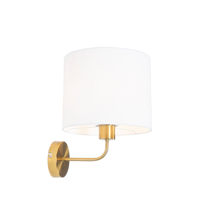 QAZQA Klassieke wandlamp goud stoffen kap wit - Cas