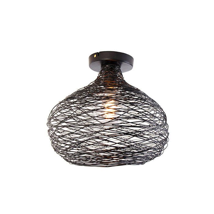 QAZQA Plafondlamp sarella - Zwart - Design - D 290mm