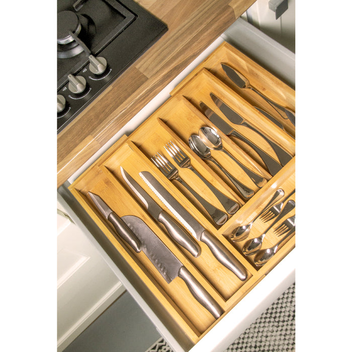 QUVIO Bestekbak organizer hout verstelbaar