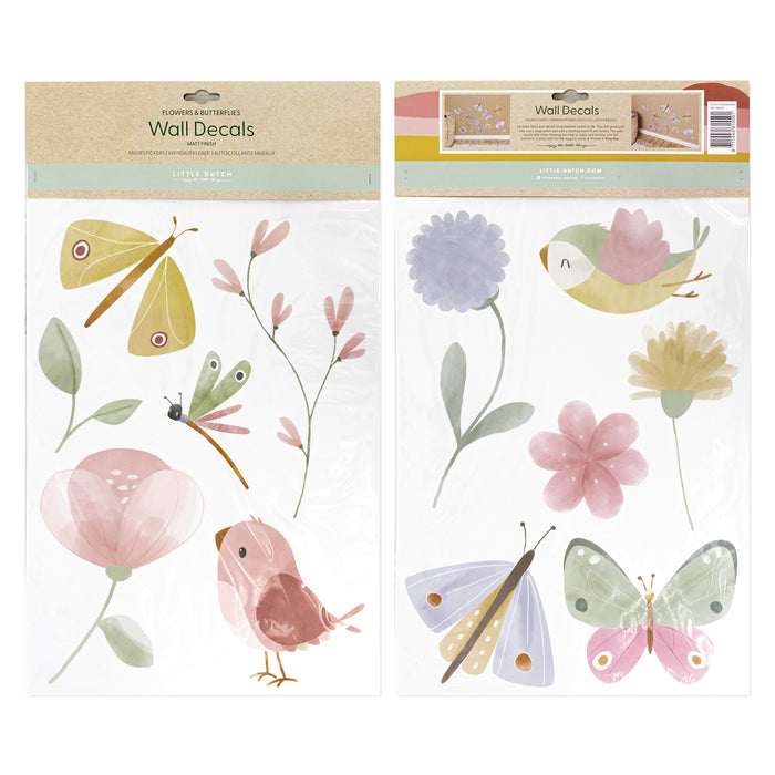 Little Dutch Flowers & Butterflies Muurstickers - 42x30cm - Bloemen