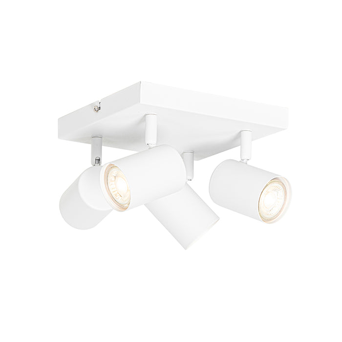 QAZQA Moderne plafondlamp wit 4-lichts verstelbaar vierkant - Jeana