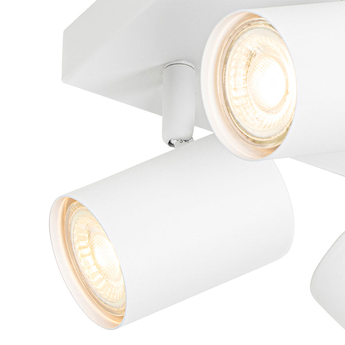 QAZQA Moderne plafondlamp wit 4-lichts verstelbaar vierkant - Jeana