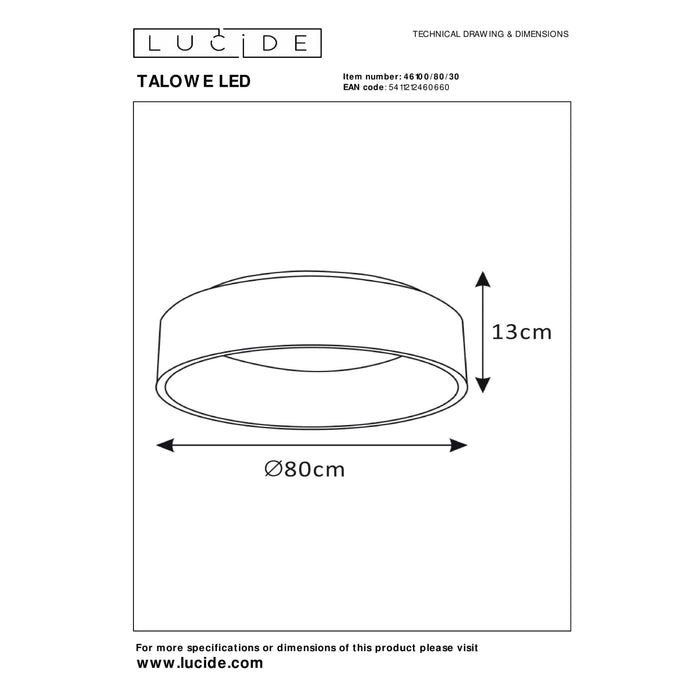 Lucide TALOWE LED Plafonnière - Zwart