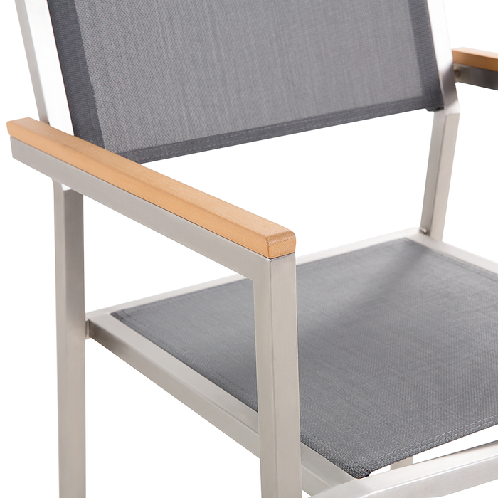 Beliani - GROSSETO - Tuinset voor 8 set - Zwart - Graniet