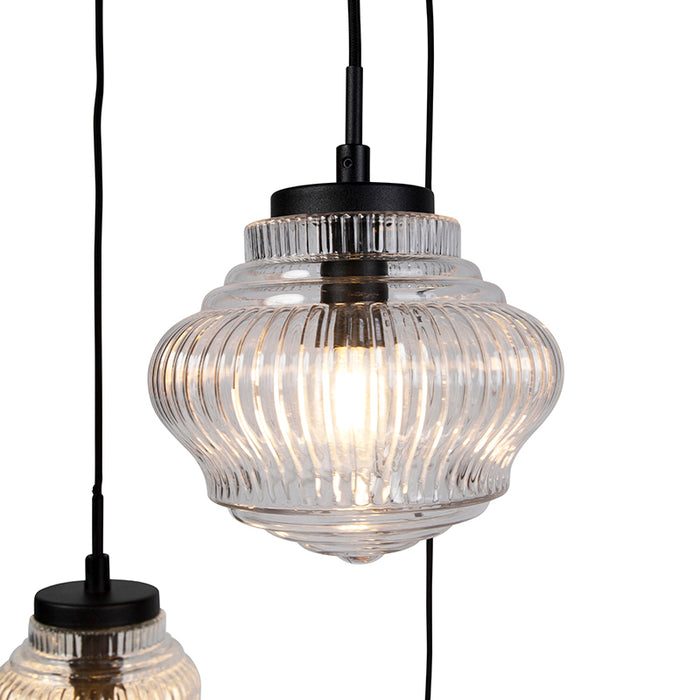 QAZQA Hanglamp Orta - Zwart - Art Deco - D 430mm