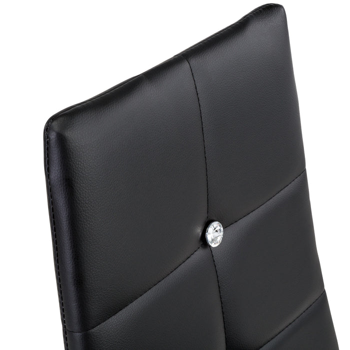 tectake® Eetkamerstoelen, kunstleer met strass steentjes - Set van 6