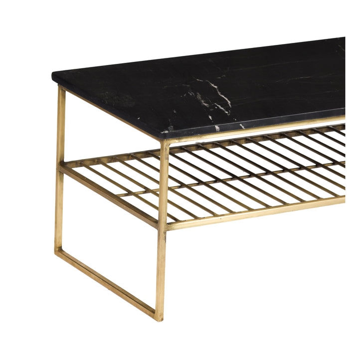 Livingfurn Salontafel Dian Marble Black Gold 90cm Marmer | Gecoat S...