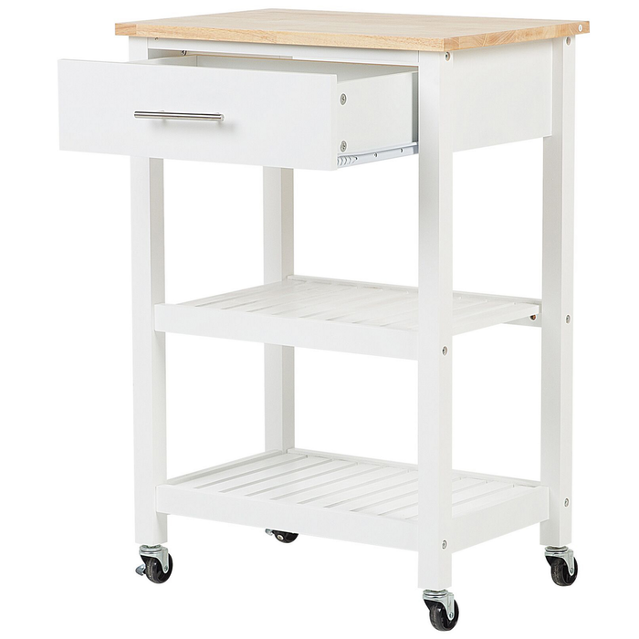 Beliani - HIUMA - Keukentrolley - Wit - Rubberhout
