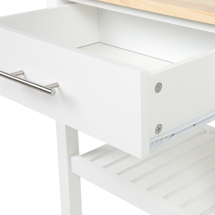 Beliani - HIUMA - Keukentrolley - Wit - Rubberhout