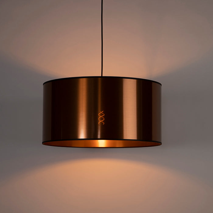 QAZQA Design hanglamp zwart met koperen kap 50 cm - Pendel
