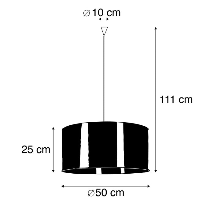 QAZQA Design hanglamp zwart met koperen kap 50 cm - Pendel