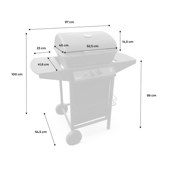 sweeek - Gasbarbecue, 2 branders met grilloppervlak 48,5x37,5cm