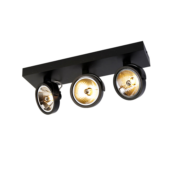 QAZQA Design spot zwart verstelbaar 3-lichts - Go