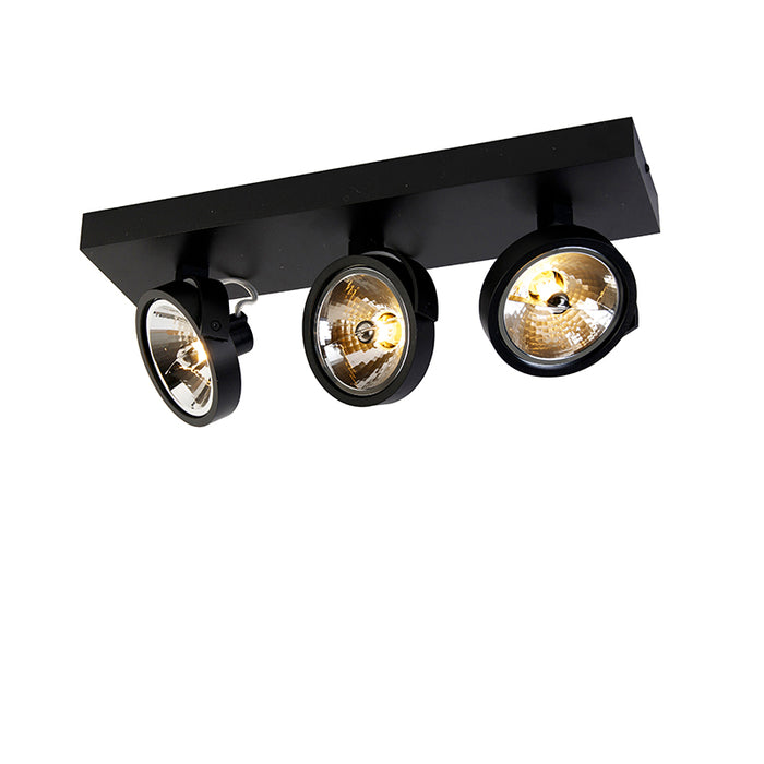 QAZQA Design spot zwart verstelbaar 3-lichts - Go