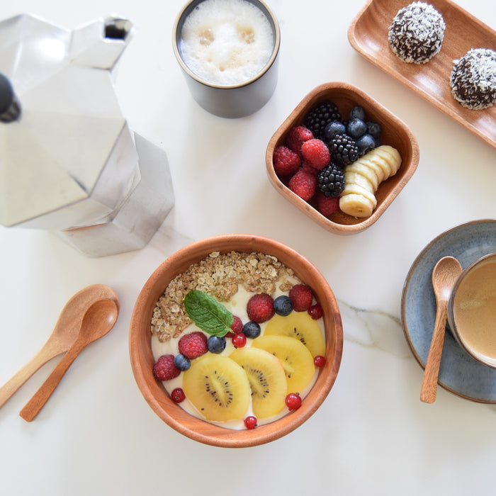 Khaya houten matcha kom - ontbijtkom - rijstkom Ø 15 cm