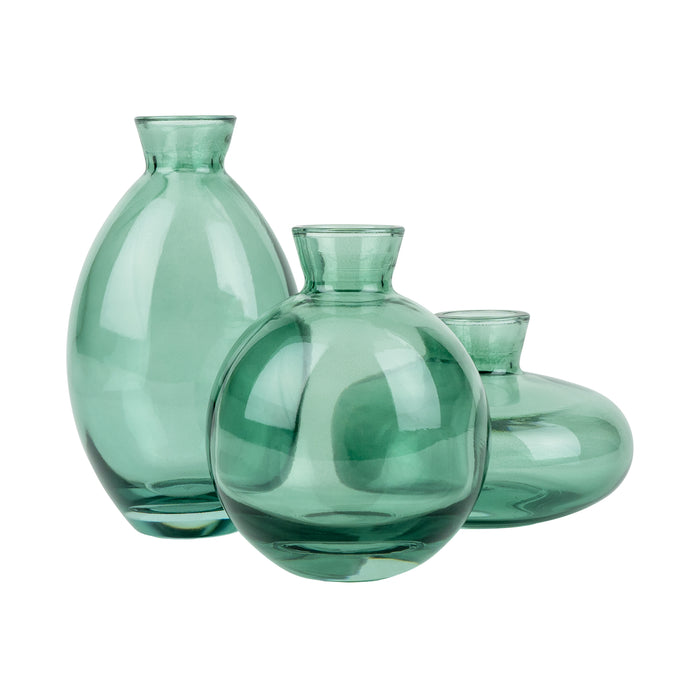 QUVIO Vazen set van 3 - Glas - Groen