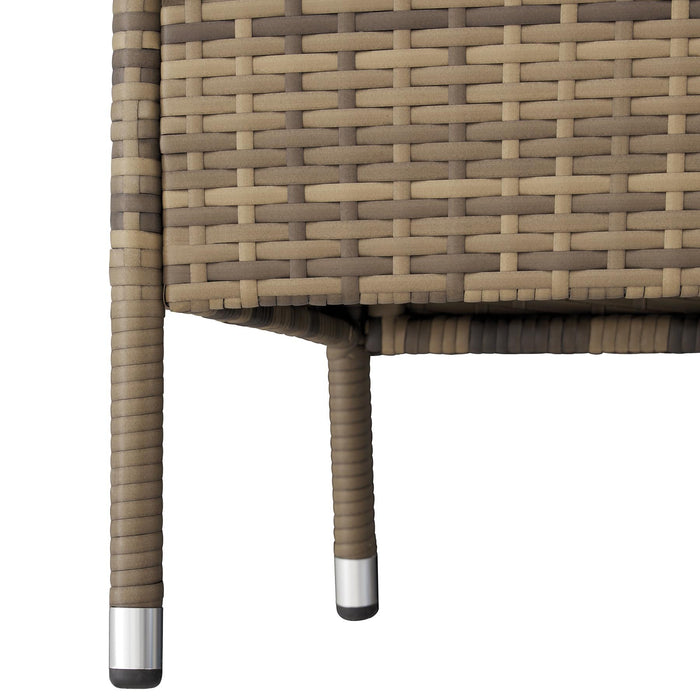 tectake® Wicker tuinbank met tafel - Natuur|donkergrijs