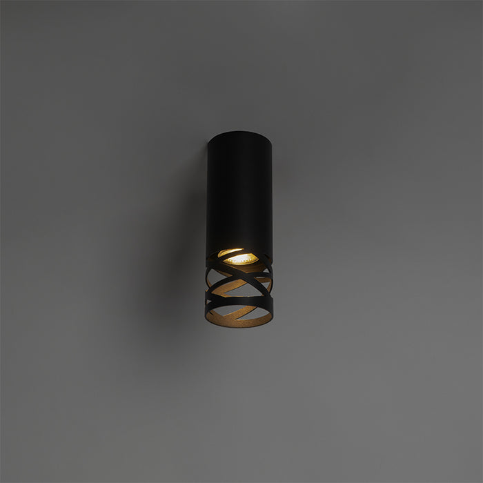 QAZQA Plafondlamp arre - Zwart - Design - D 80mm